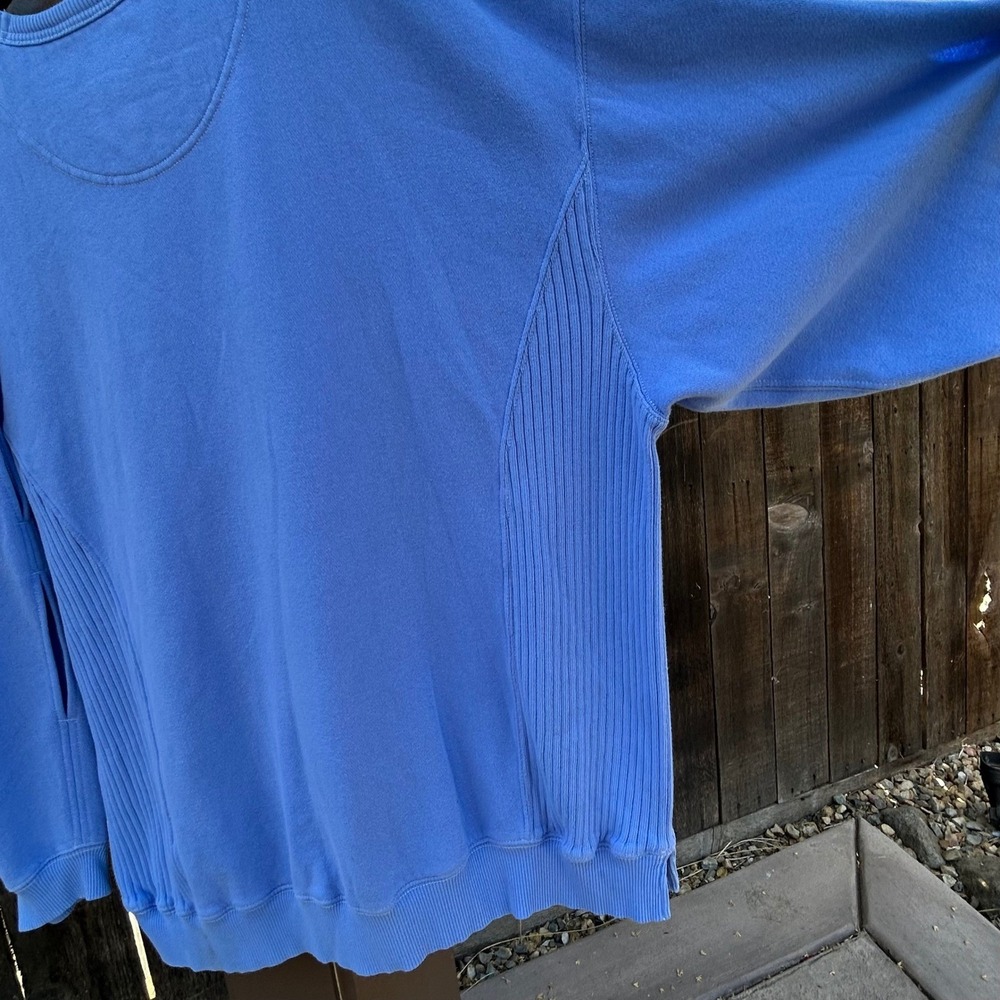 Aerie Womens L Blue Oversized Crewneck Sweatshirt Ribbed Side Panels Slit - Picture 10 of 13